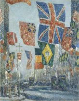 Childe Hassam "Avenue of the Allies, Great Britain, 1918" Offset Lithograph