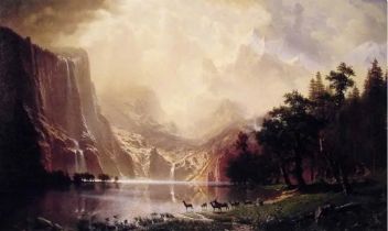 Albert Bierstadt "Sierra Nevada Morning, 1870" Painting