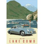 Lake Como, Italy, Porsche Travel Advertisement poster