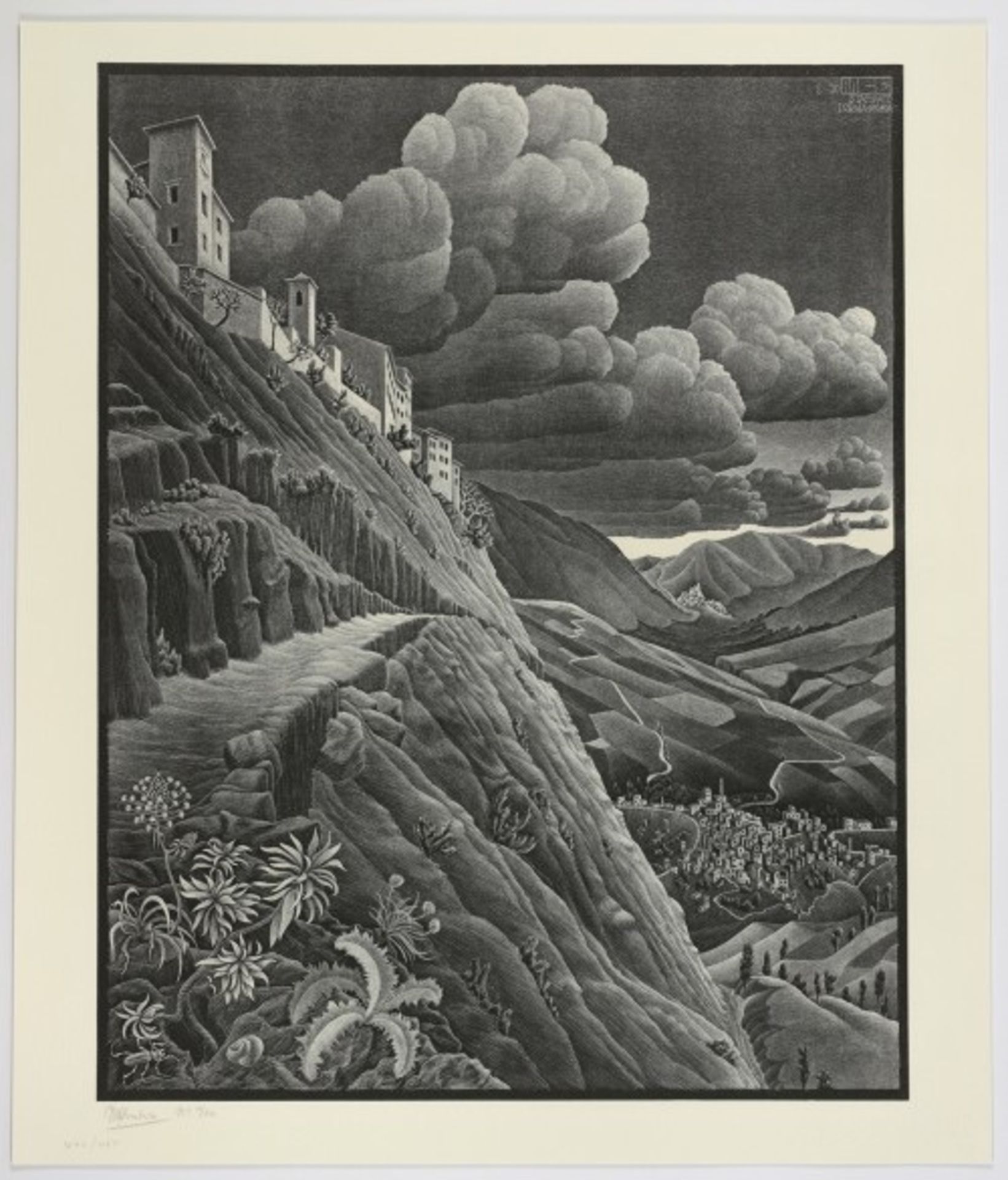 M.C. Escher "Castrovalva" Etching