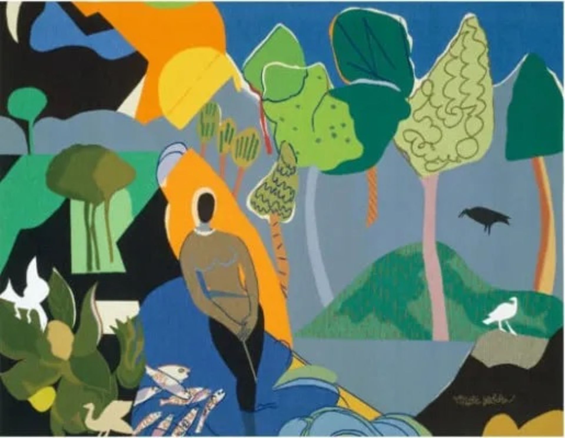 Romare Bearden "Recollecton Pond, 1996" Print