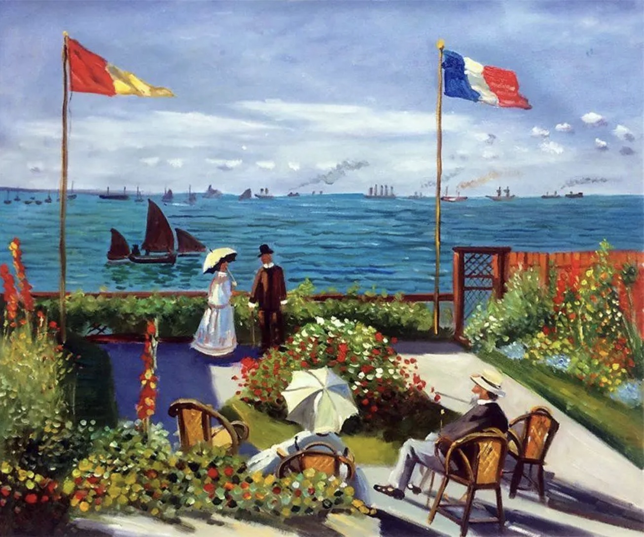 Claude Monet "The Terrace at St. Adresse, 1867" Oil Painting