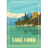 Lake Como, Italy, Travel Advertisement Poster