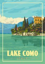 Lake Como, Italy, Travel Advertisement Poster