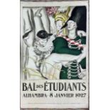 Jean Dupas Bal des Etudiants poster on linen