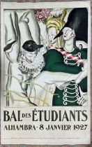 Jean Dupas Bal des Etudiants poster on linen