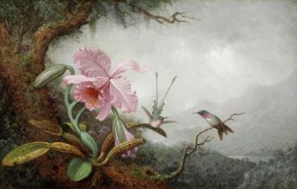 Martin Johnson Heade "Hummingbirds and Orchids" Print