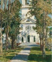 Childe Hassam "The Church at Gloucester, 1918" Offset Lithograph