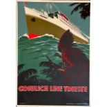 Vintage Original 'Cosulich Line Trieste' Ship Poster, A. Dondou