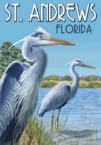 Blue Herons, St. Andrews, Flordia, Travel Poster