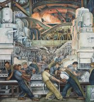 Diego Rivera "North Wall Detail, Furnace, 1932" Offset Lithograph