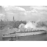 World War II, Queen Mary, New York Harbor Print