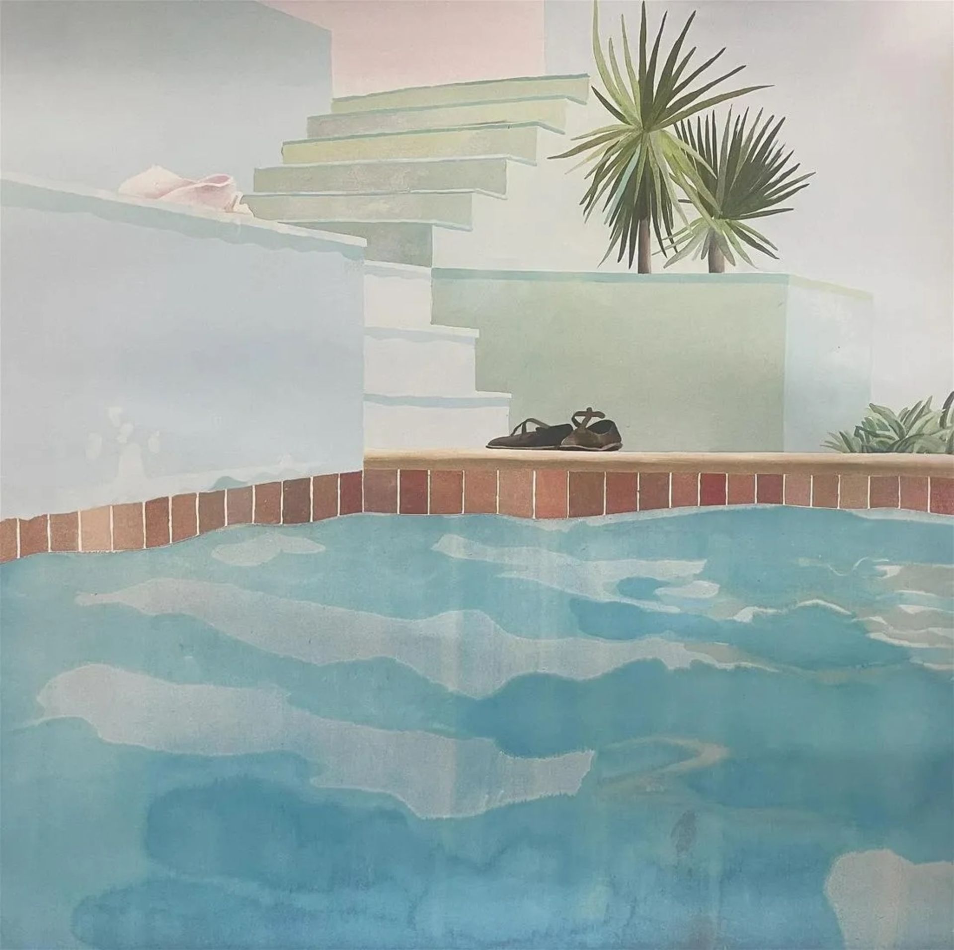 David Hockney "Pool and Steps, 1971" Offset Lithograph