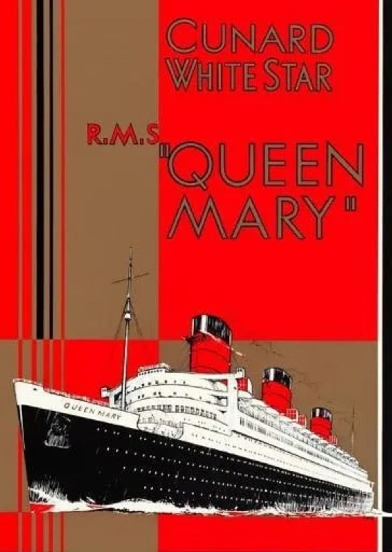 Cunard "White Star, Queen Mary" Travel Poster