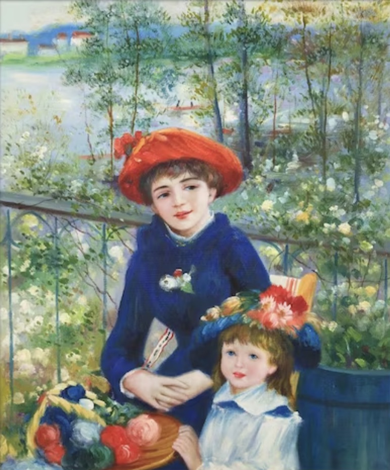Pierre Auguste Renoir "Two Sisters, on the Terrace, 1881" Painting