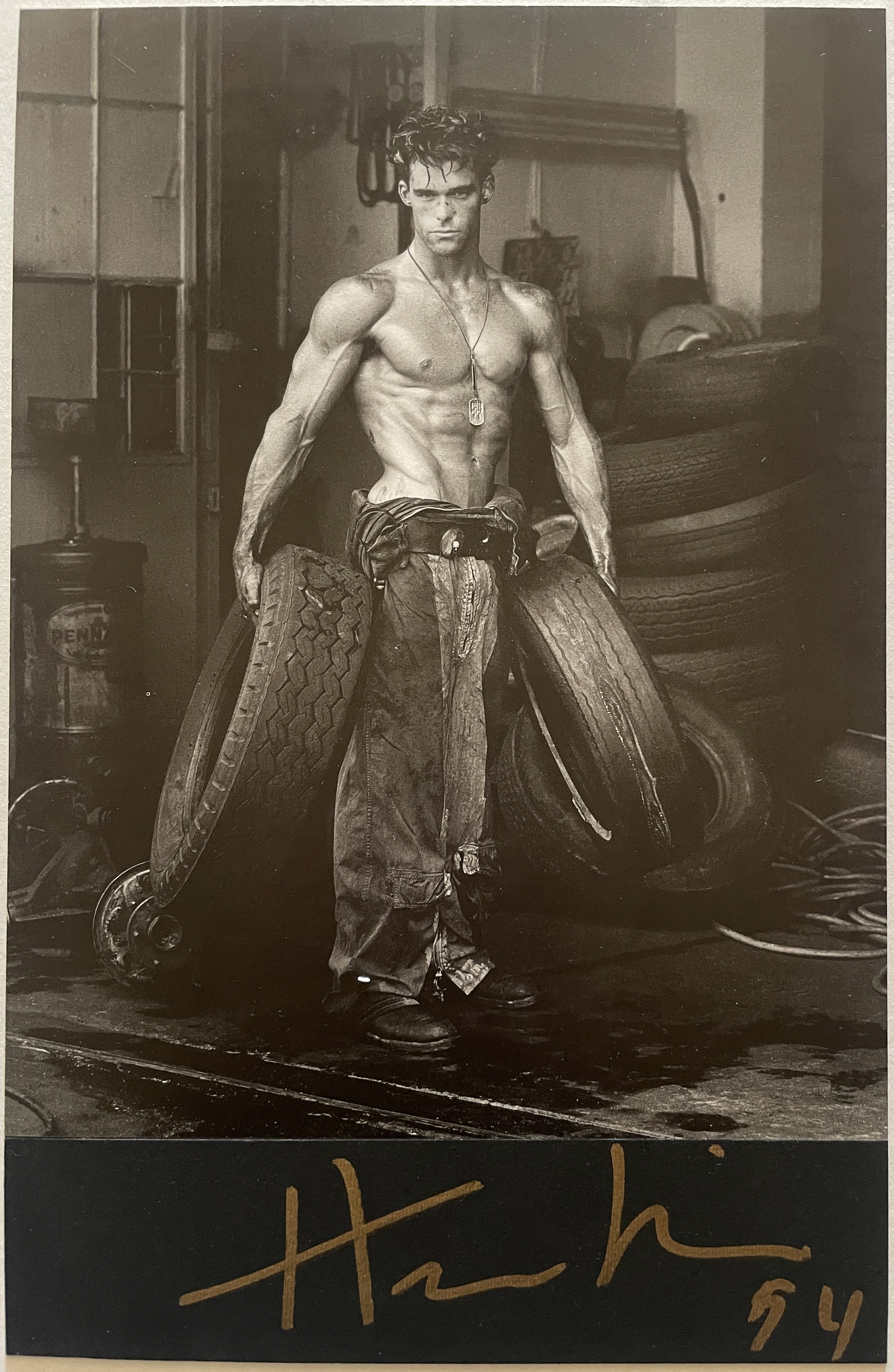 Herb Ritts "Fred With Tires, 1984" Print.