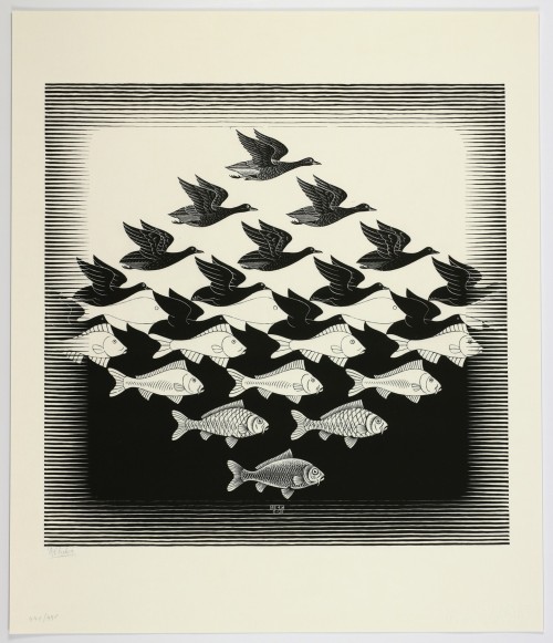 M.C. Escher "Sky and Water I" Etching