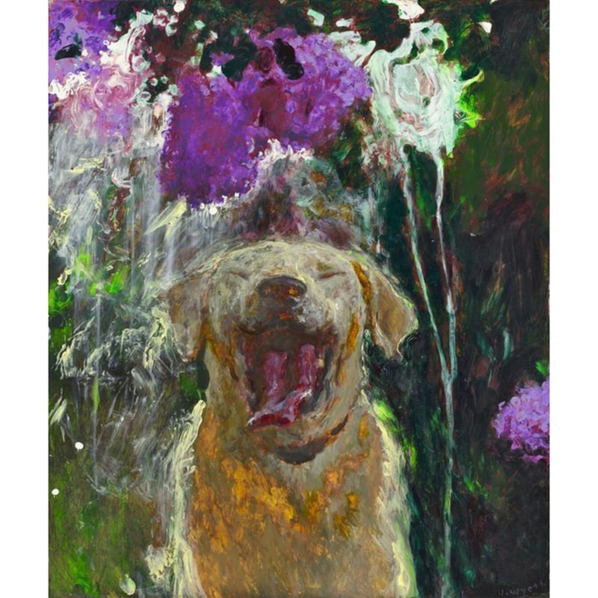 Jamie Wyeth "Dog Under Lilacs In a Downpour, 2018" Offset Lithograph