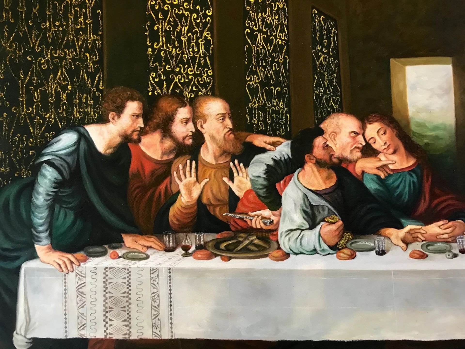 Leonardo da Vinci "The Last Supper, 1495" Oil Painting - Bild 2 aus 4
