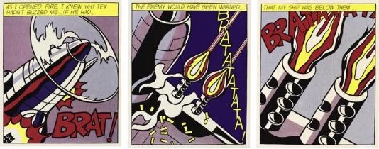 After Roy Lichtenstein "As I Opened Fire, 1966" Triptych