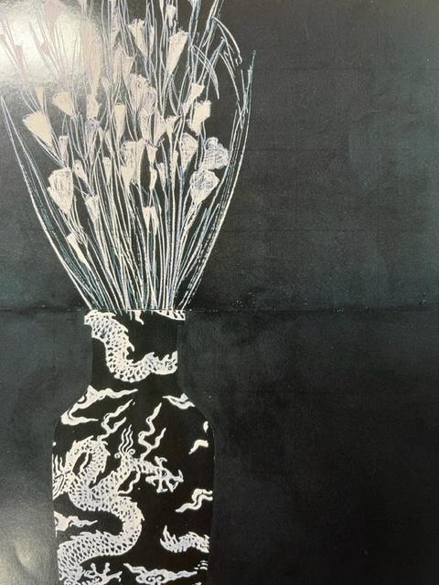 Donald Sultan "Black Roses in a Black Rose Vase" Print. - Image 2 of 6