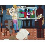 Romare Bearden "Artist with Painting and Model, 1981" Offset Lithograph