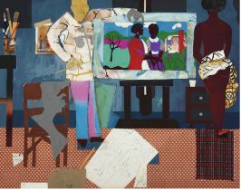 Romare Bearden "Artist with Painting and Model, 1981" Offset Lithograph
