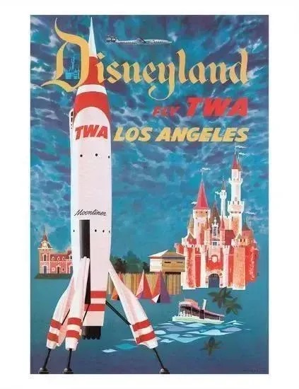 David Klein Disneyland "FLY TWA, LOS ANGELES, 1950's" Poster (After)