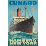 Cunard "Hamburg, New York" Travel Poster