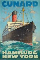 Cunard "Hamburg, New York" Travel Poster