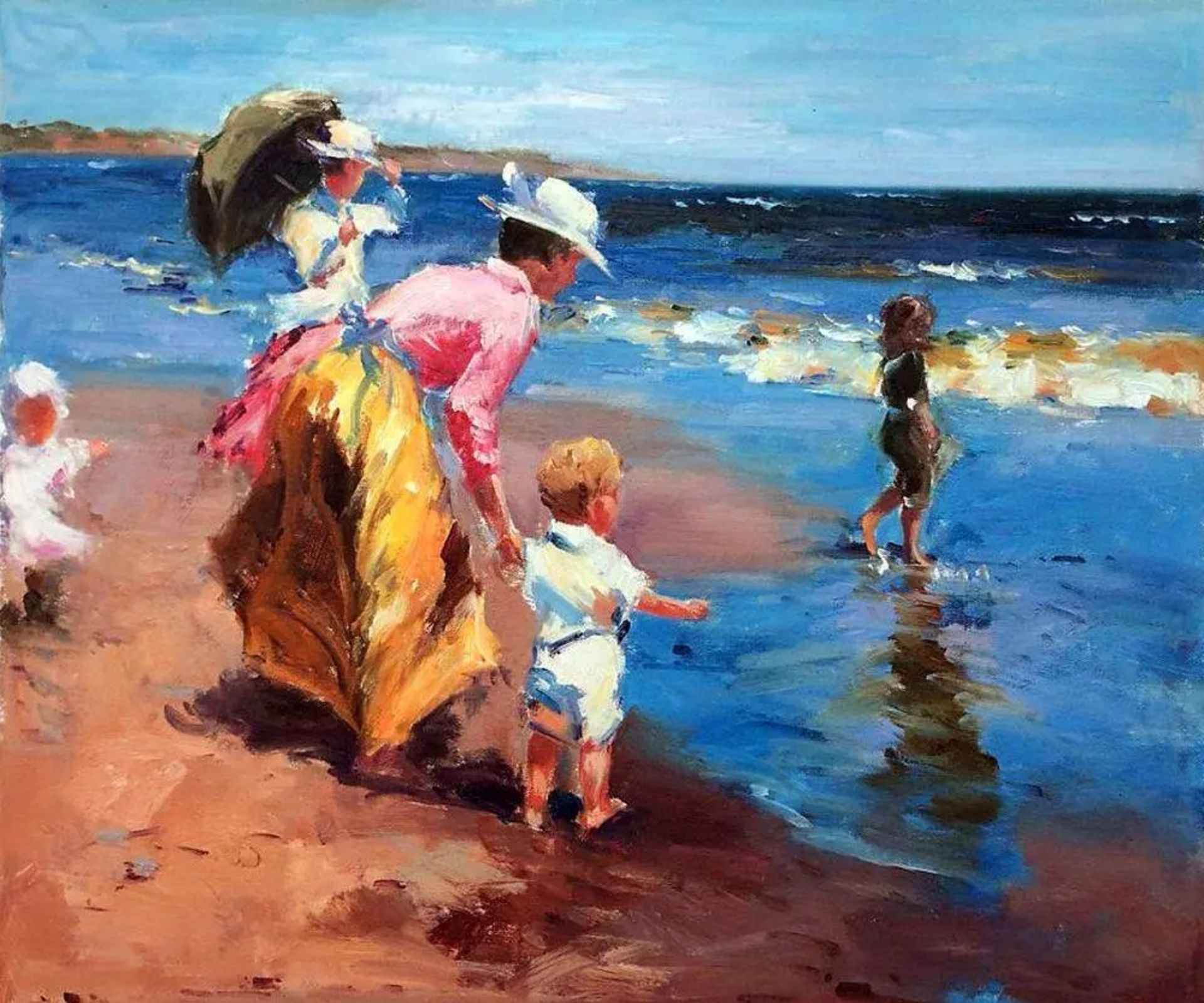 Edward Henry Potthast "At the Beach" Painting
