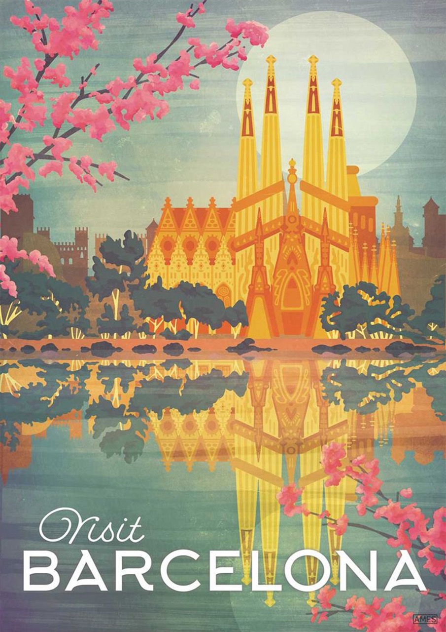 Barcelona, Spain Travel Poster