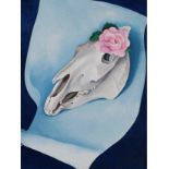 Georgia Okeeffe "Horses Skull with Pink Rose, 1931" Print