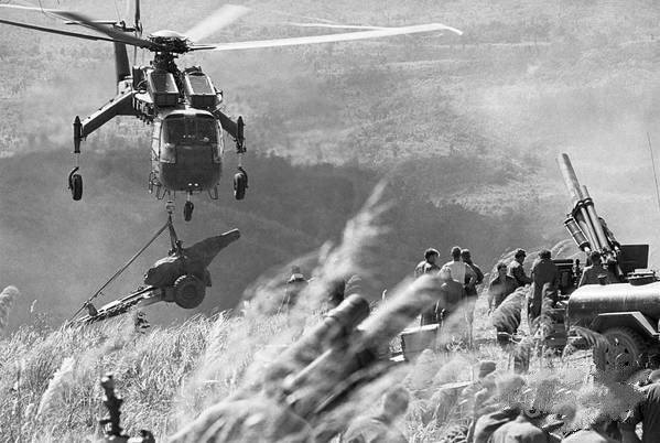 Vietnam War "Helicopter Transporting a Howitzer" Photo Print