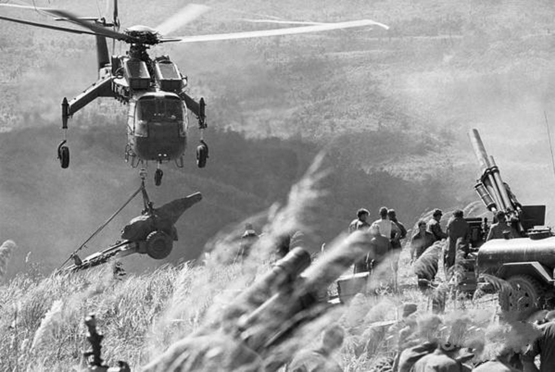 Vietnam War "Helicopter Transporting a Howitzer" Photo Print