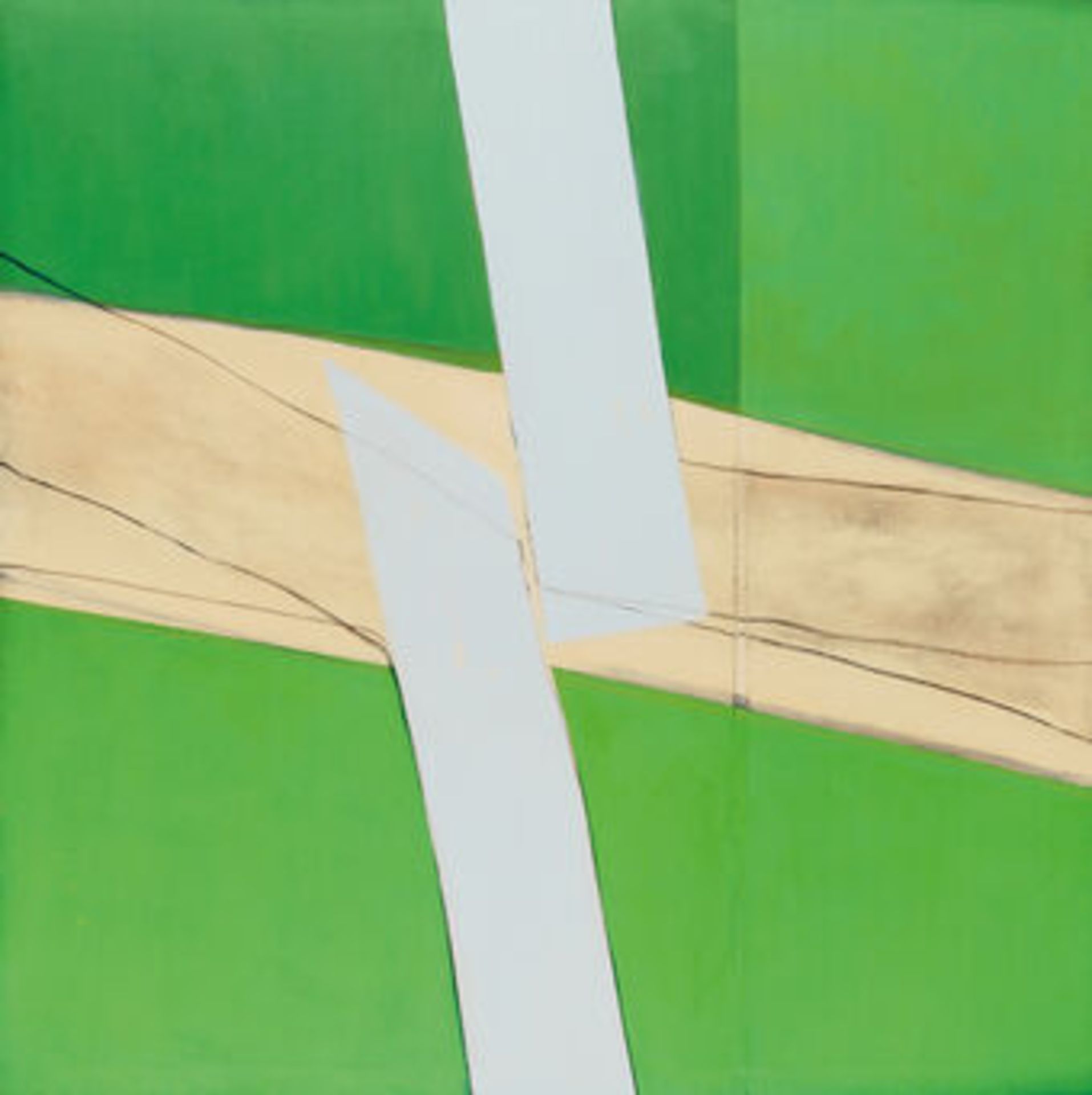 Sandra Blow "Green and White, 1969" Offset Lithograph