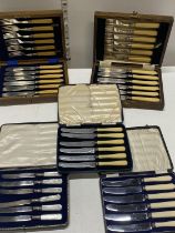 A selection of cased silver plated flatware