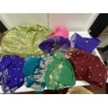 A selection of assorted ladies Asian shawls/Sari