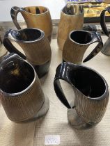A set of six Viking horn style beakers