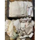 A large selection of vintage linen etc