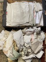 A large selection of vintage linen etc