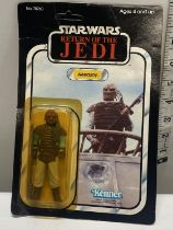 A carded 1983 Star Wars Return of the Jedi 'Weequay' figure