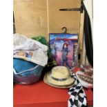 A box of new fancy dress costumes and accessories