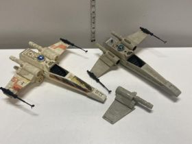 Two 1979 Star Wars X Wing fighter models (playworn)