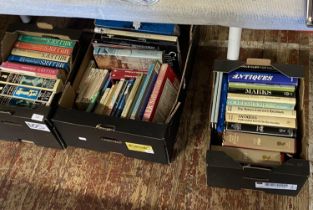 Three boxes of antiques and collectables books. shipping unavailable.