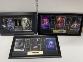 Two Star Wars original film cells in frames and a Lord of the rings framed film cell