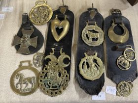 A selection of horse brasses etc