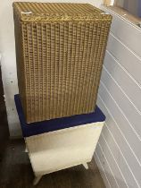Two vintage laundry baskets including a Lloyd Loom, shipping unavailable