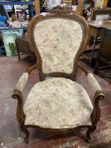 A late Victorian arm chair, shipping unavailable