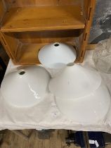 A selection of vintage opaque glass light shades (9)